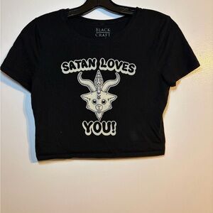 Black Craft Cult Crop tee, size medium/ large